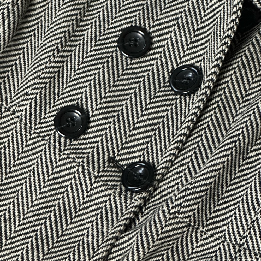 Black/White Guess Herring Bone Tweed Pea Coat Sz XL - Picture 3 of 6